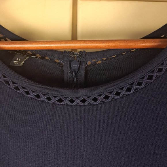 Talbots Women's Navy Cap Sleeve Dress with Ruffle Open Front Cardigan Size XL - Picture 15 of 16